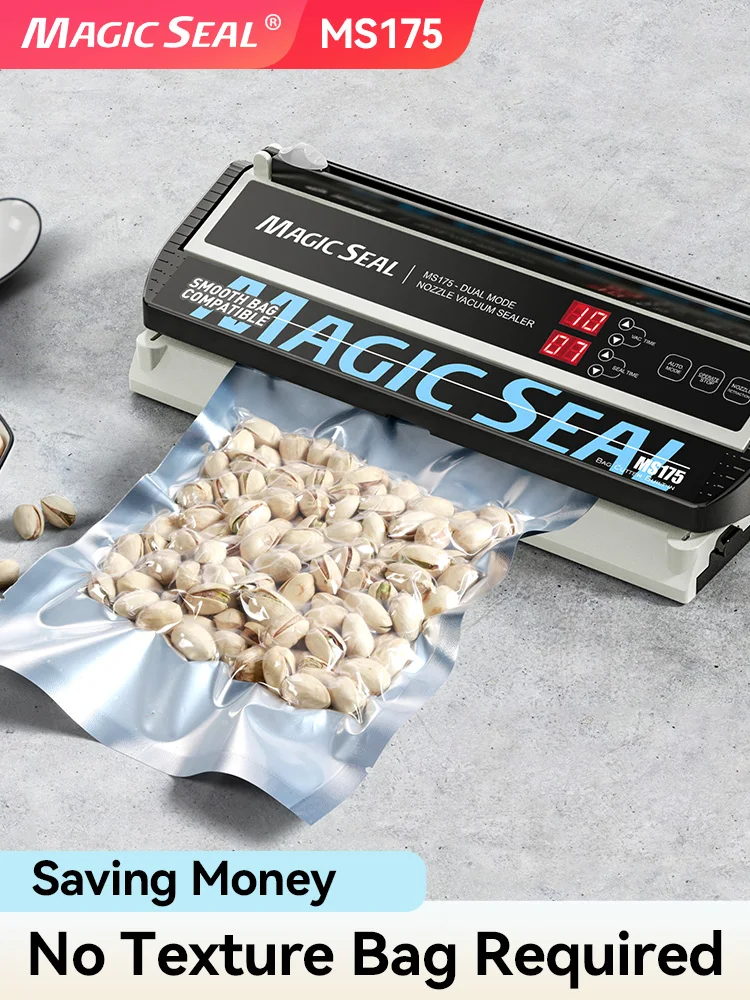 MAGIC SEAL MS175 Vacuum Sealer Machine for food Plastic Bag Sealer Kitchen Packer Commercial sealing pakaging machine Sous vide vacuum packaging machine magic seal ms175 for food plastic bags sealer sealing machine mylar bags kitchen packer automatic manua