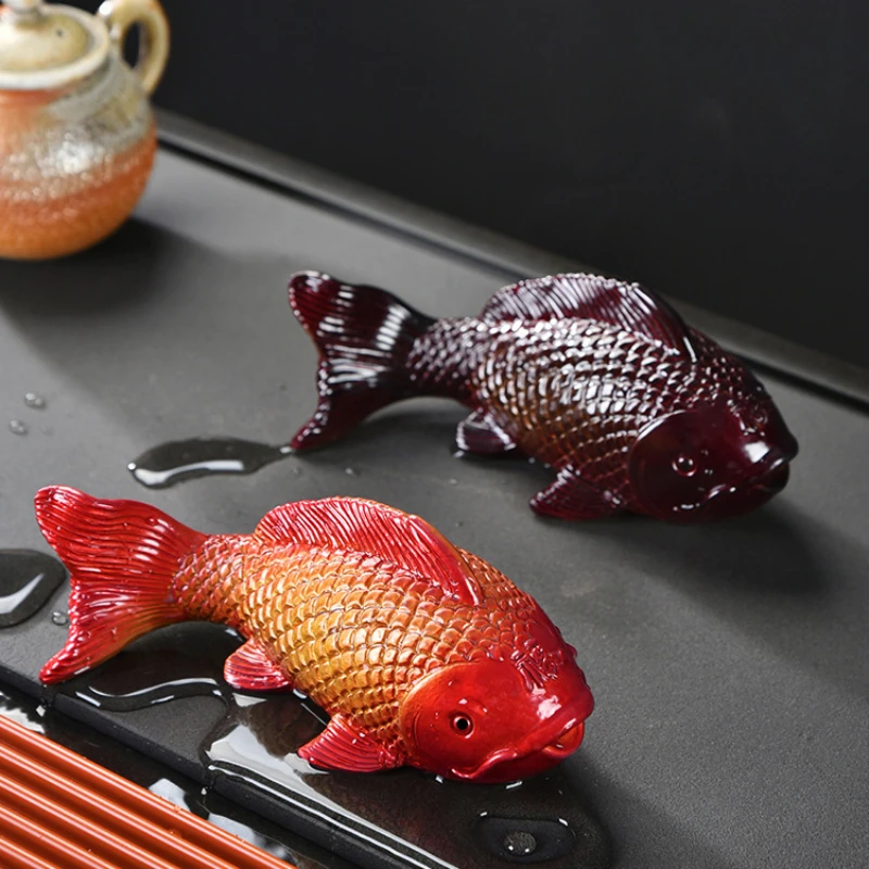 Tea Pet Ornaments Colour-changing Koi Carp Desktop Decor