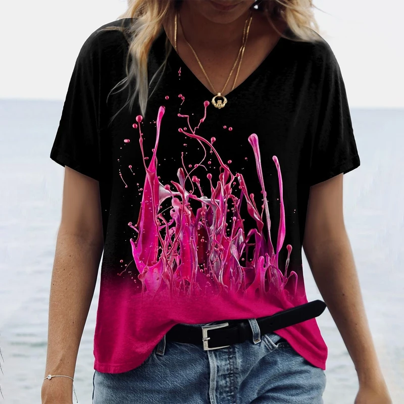 

Trendy Print T-Shirt Summer New Women'S Hip-Hop Personality Short-Sleeved Loose Comfortable Cotton Half-Sleeve Tops