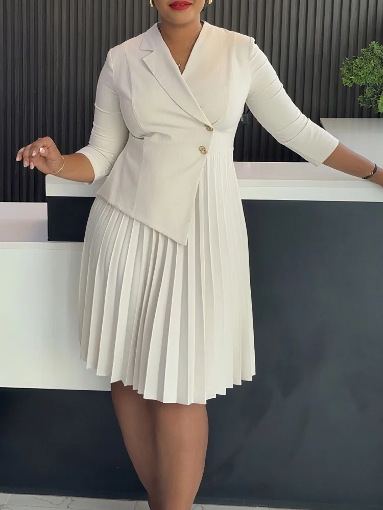 Wmstar Dress Wome Wholesale New Autumn Elegant Fashionable Suit with Collar Three Quarter Sleeves Stylish Commuting 2025