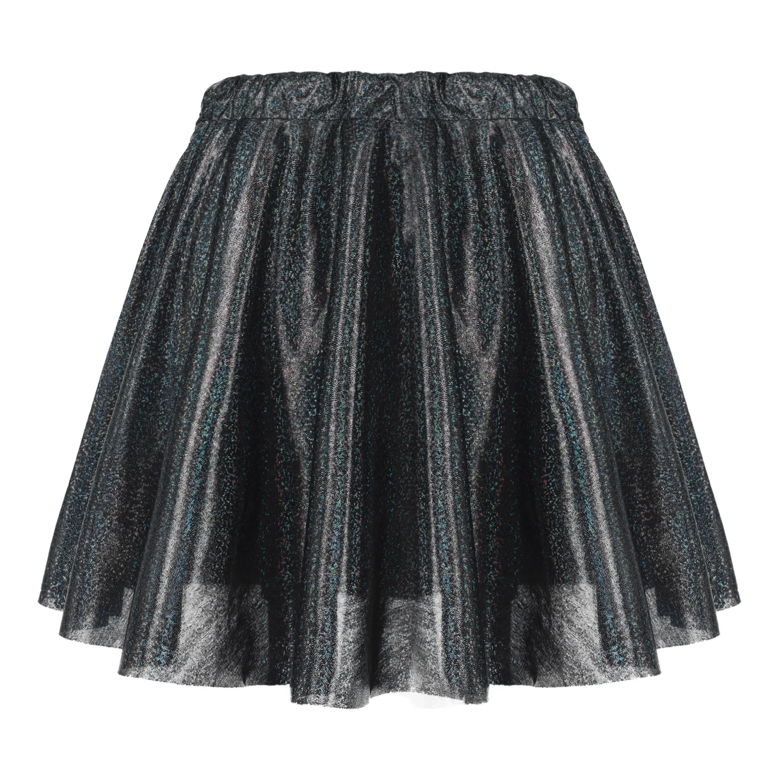 thumbnail image 1 of Minifalda metálica brillante para mujer, con cintura elástica brillante, faldas con volantes, disfraz para carnaval, fiesta, baile en barra, 1 of 5