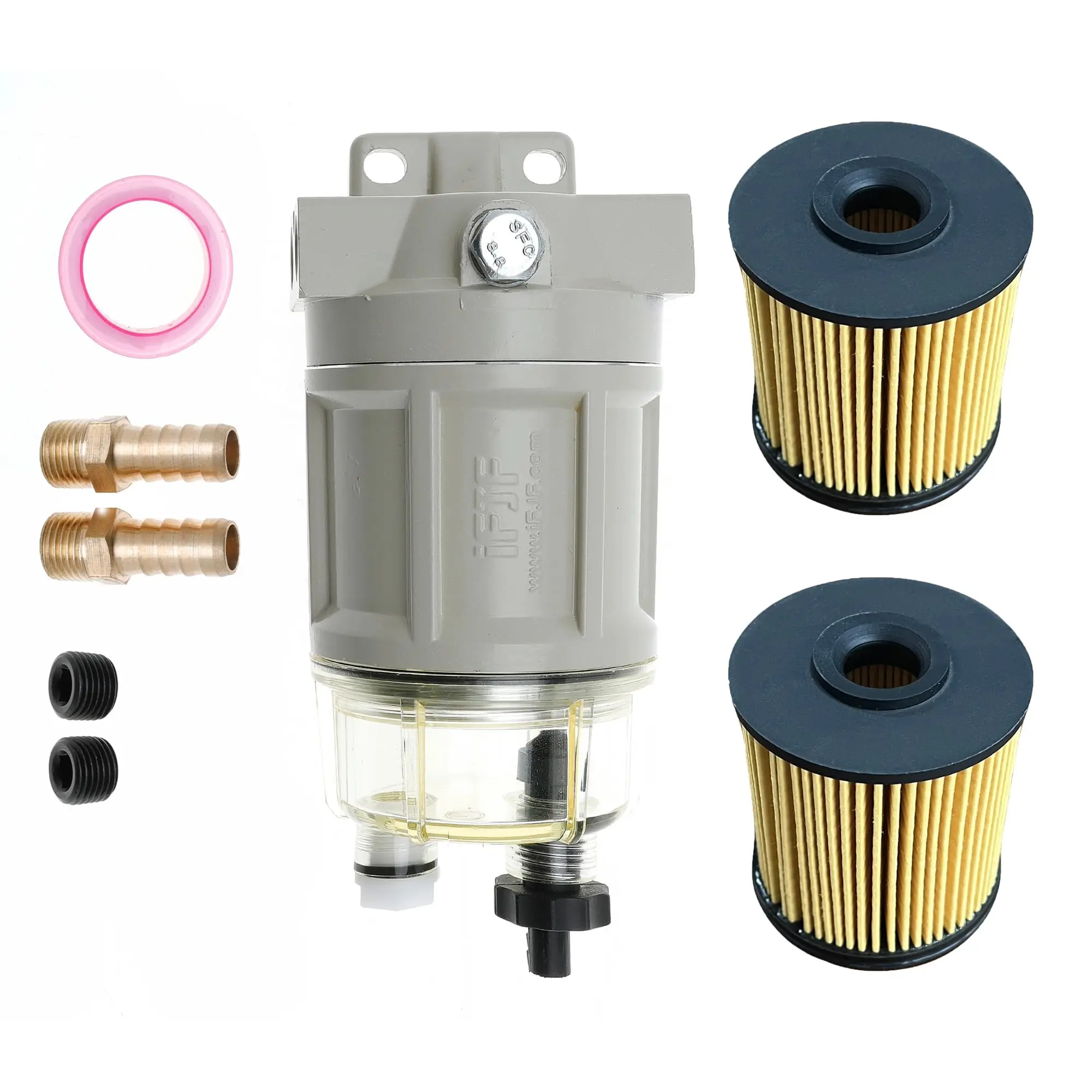 Fuel Water Separator R12H (R12T Upgrade) Marine Replaces S3240 120AT NPT ZG1/4-19 Spin-on Filter Includes 2 Fittings 2 Plugs