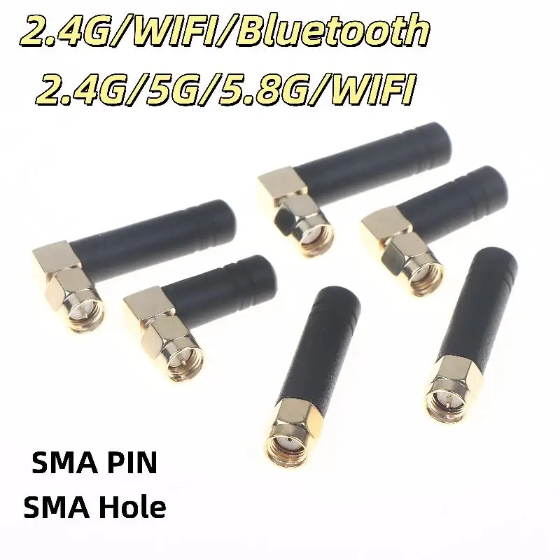 2Pcs 오른쪽/벤드 앵글 2.4G 초소형 미니 WiFi 안테나(2/3DBI 게인 및 마더보드 모뎀용 SMA 남성/여성 커넥터 포함)