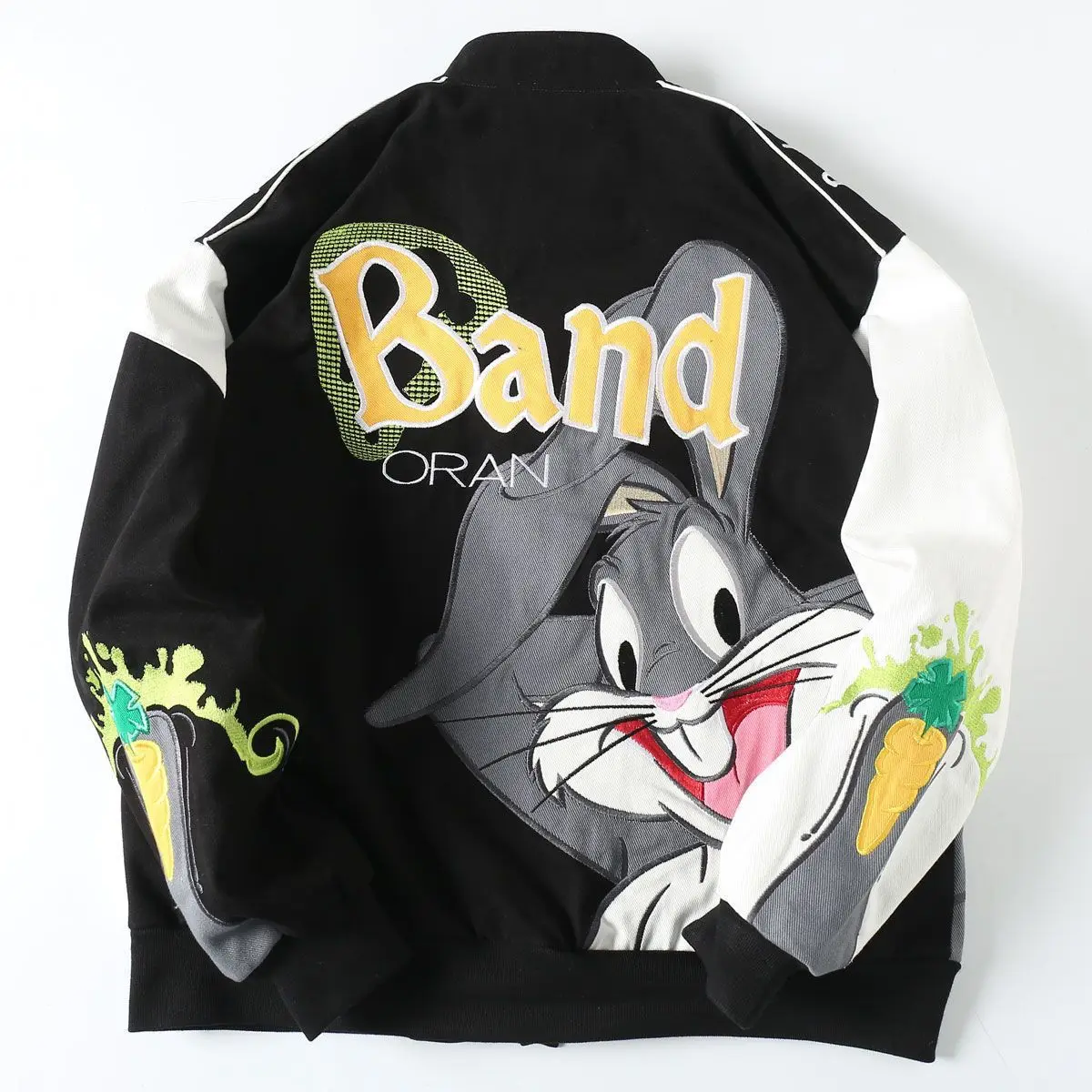 New Autumn Winter Men/women Baseball Jacket Hip Hop Street American Style Loose Outwear Embroidery Bunny Couple's Quilted Coat
