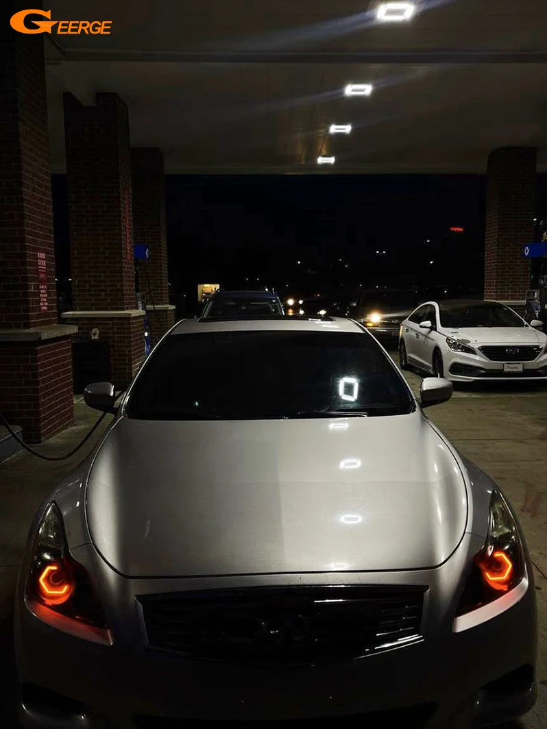 인피니티 G25 G35 G37 Q60 닛산 스카이라인 250GT 350GT 370GT 주간 주행등 다이내믹 멀티 컬러 RGB 헥스 LED 엔젤 아이즈 헤일로 링