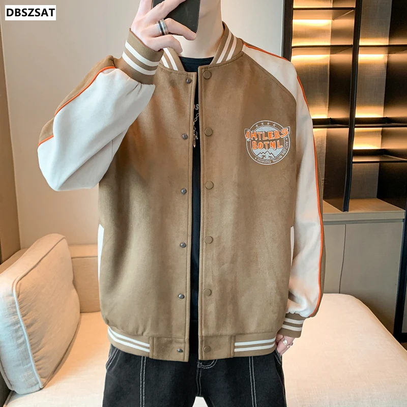 

Мужская бейсбольная куртка с воротником-стойкой, Повседневная приталенная куртка-бомбер в Корейском стиле, весна-осень 2023