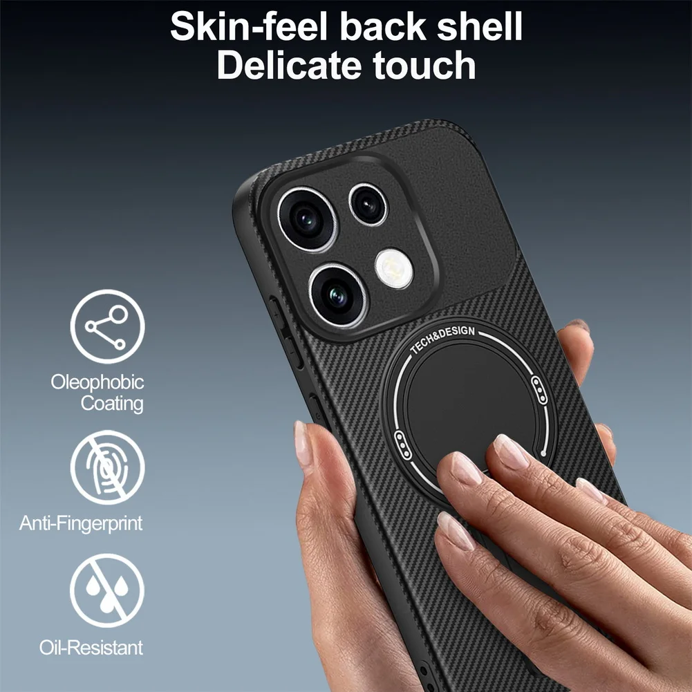 Carbon Fiber Invisible Stand Holder Magnetic Ring Protective Phone Case
