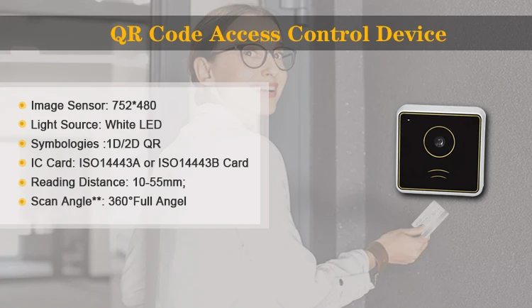 핫 위건드 26/34 이더넷 1D/QR 바코드 스캐너 NFC 미페어드 카드 리더 엘리베이터 또는 사무실 또는 체육관용 출입 통제 시스템