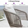 11 Pieces Patio Dining Set Wicker Outdoor Furniture Rectangular Table and Chairs Set for Garden Deck Aluminum Frame 2