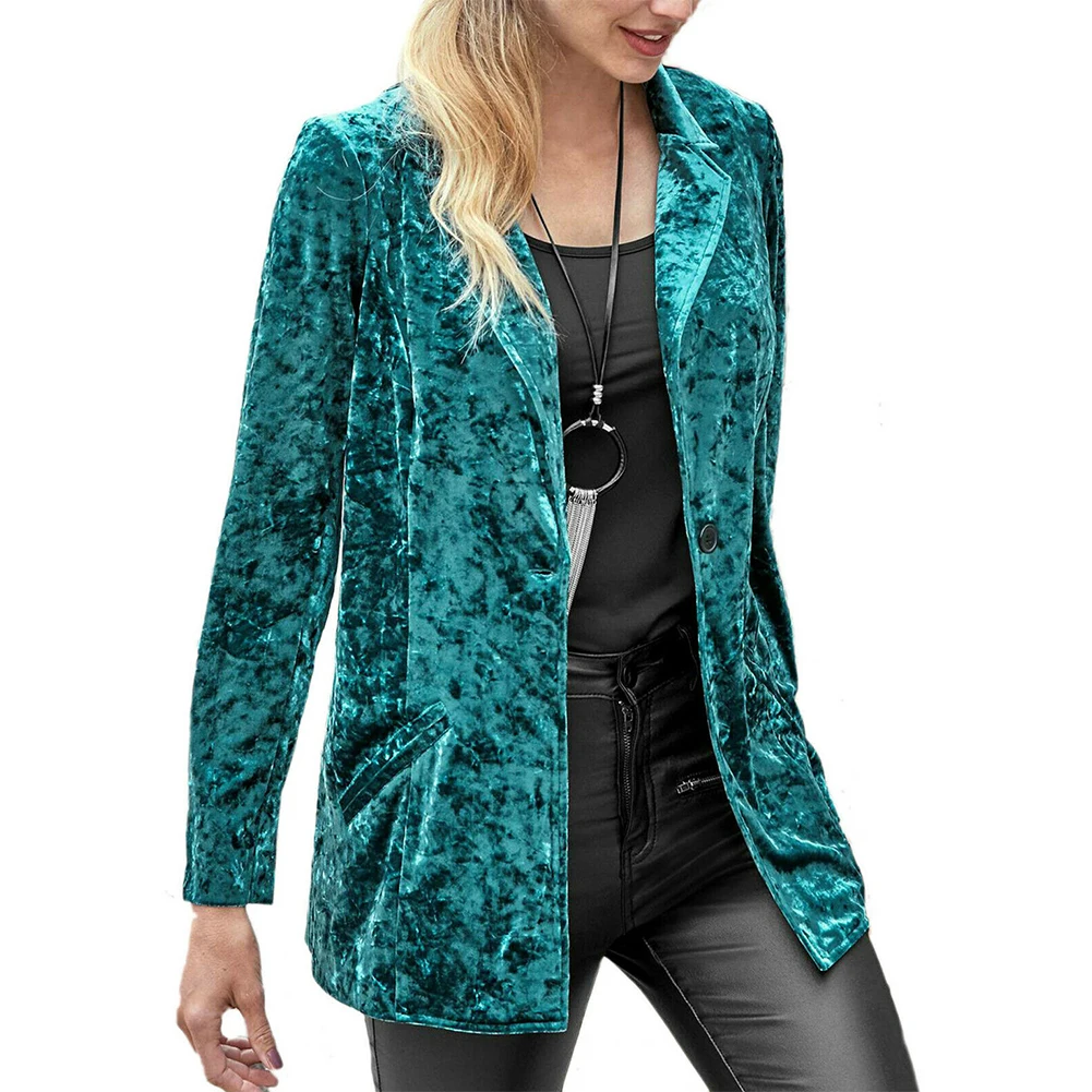 

Comfy Fashion Daily Coat Woman Clothes Business Jackets Ladies Golden Velvet Long Sleeve Office Coat Slight Strech