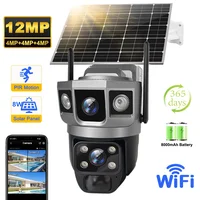V380 Pro 12MP solaire WIFI caméra IP CCTV deux objectifs trois écrans suivi automatique extérieur 6K Surveillance de sécurité caméra PTZ 1