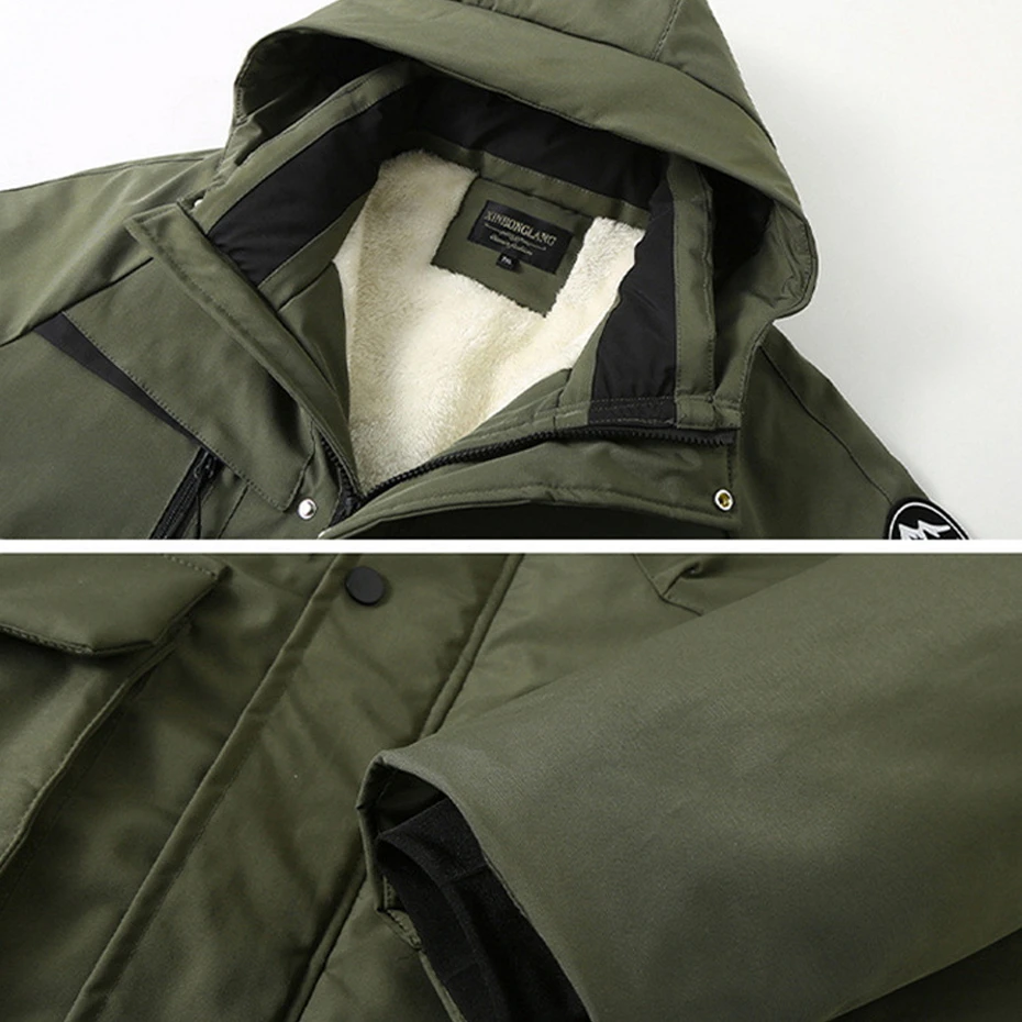 Winter Cargo Parkas Men Thick Fleece Jacket Coats Plus Size 13XL Camp Parkas Waterproof Casual Winter Long Jacket Male Big Size 6