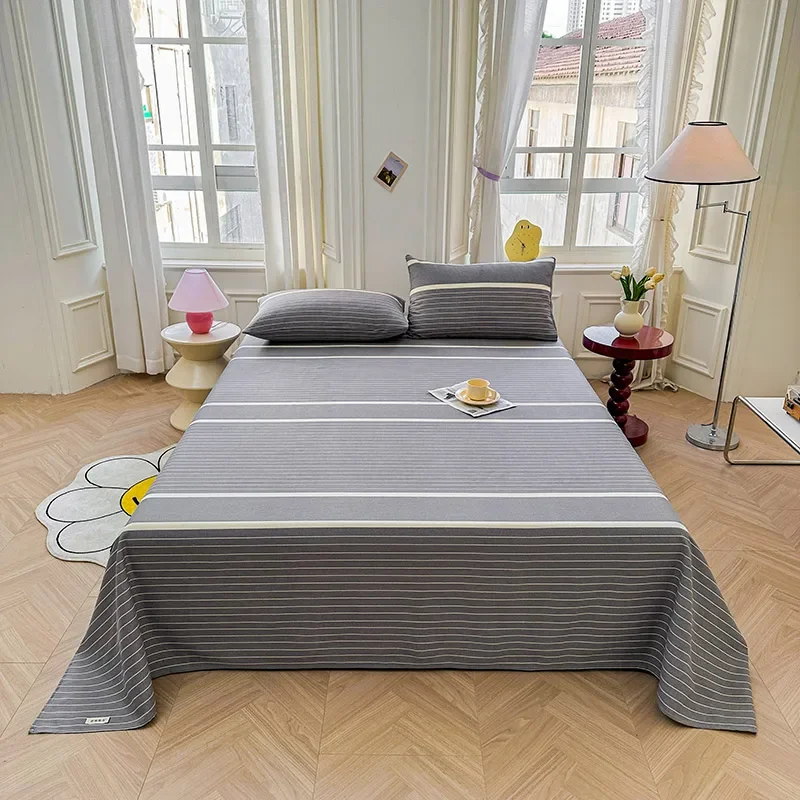 thumbnail image 1 of Juego de sábanas con estampado de cuadros blancos y negros simples, 100 % algodón, transpirable y agradable para la piel, con 2 fundas de almohada, 1 of 5