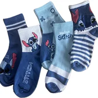 5 Pairs  Stitch cartoon Cotton Children's Socks teenager Boys Short Socks Cartoon Baby Spring Sock