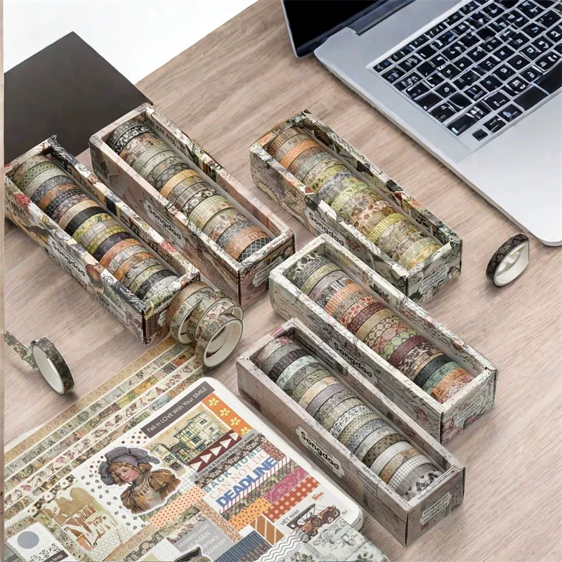 20pcs/set Retro Washi Tape Scrapbooking Supplies Washitape Stationery Cinta Adhesiva Decorativa School Supplies Masking Tape 2