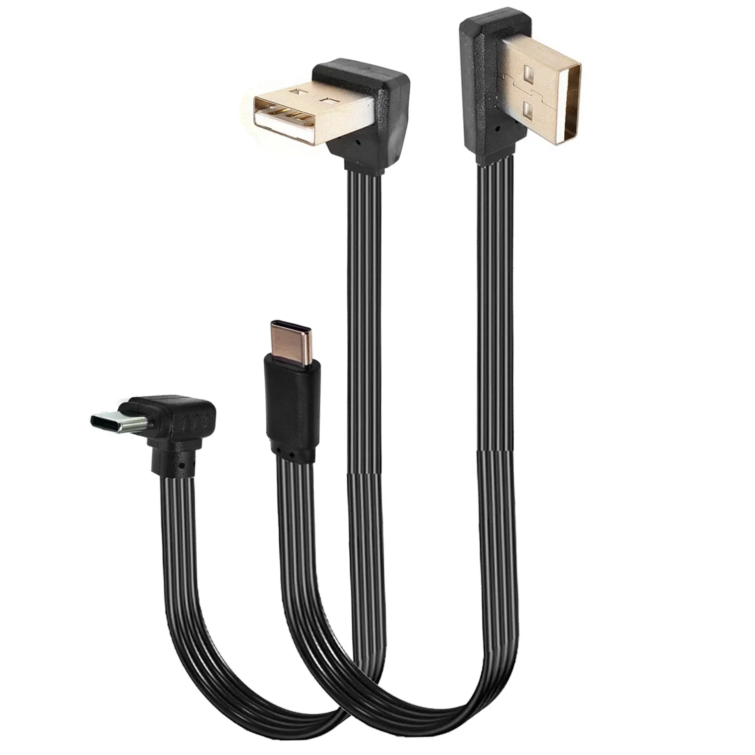 Cable de datos síncrono de carga rápida, USB plano tipo c 2,0, 90, ángulo recto, 10CM, 20CM, 30CM, 50CM, 100CM