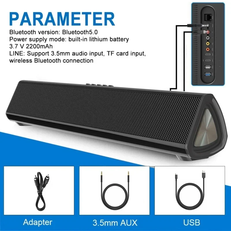 

P.M.P.O 100 Вт сабвуфер для домашнего компьютера TV Edition Soundmaster Bluetooth-динамик с внешним источником питания 3D стерео USB/AUX/светодиодный