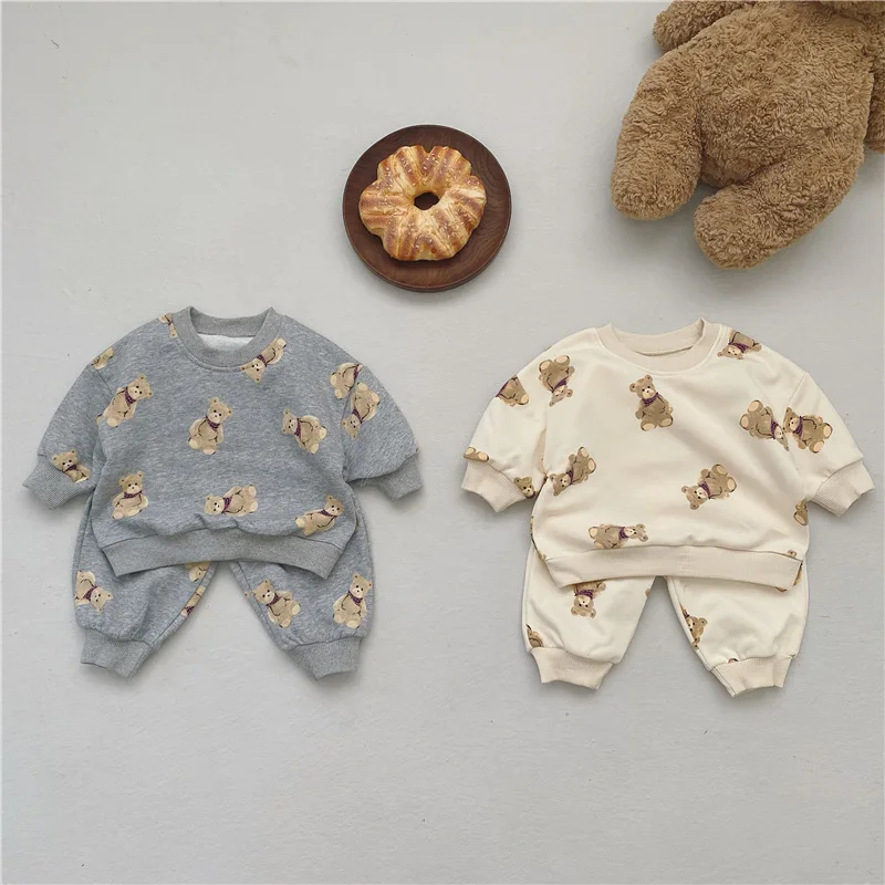 Baby Boys Sports Bear Hoodie Set Casual Clothing