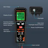 POROMETISTO MT01 Smart Digital Multimeter AC/DC Voltage Resistance Continuity Measurement Tester NCV Multimeter with Backlight 2