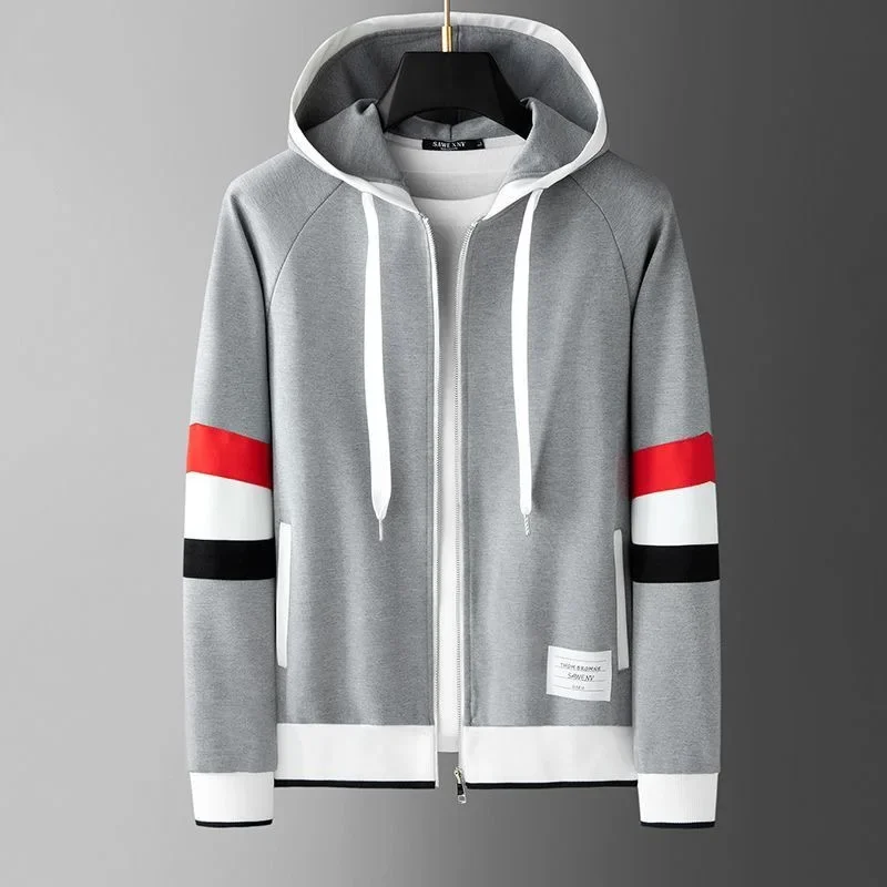 

High quality individual color matching hooded cardigan coat for men's autumn and winter new fashion casual luxury jacket