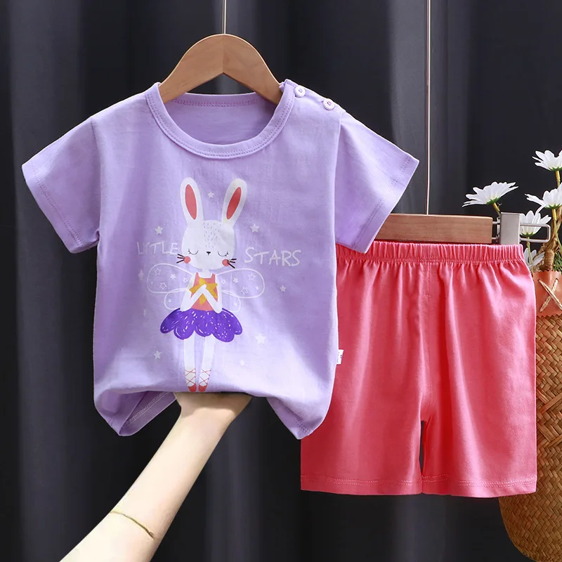 Summer Baby Girl clothes Set Cartoon  short sleeve cotton girls Outfits for 0-3year Kids Clothes