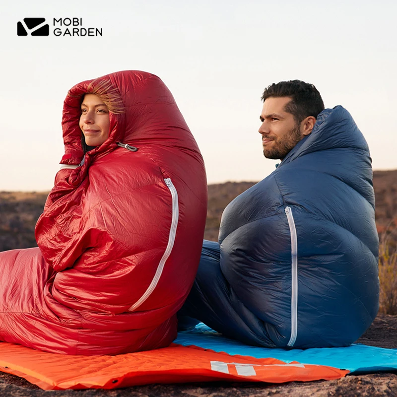 MOBI GARDEN LS Mummy Sleeping Bag Winter Warm 20D 10℃~-10℃ Thicken 700+FP 90% Goose Down Snow Outdoor Camping 20D Sleeping Bag