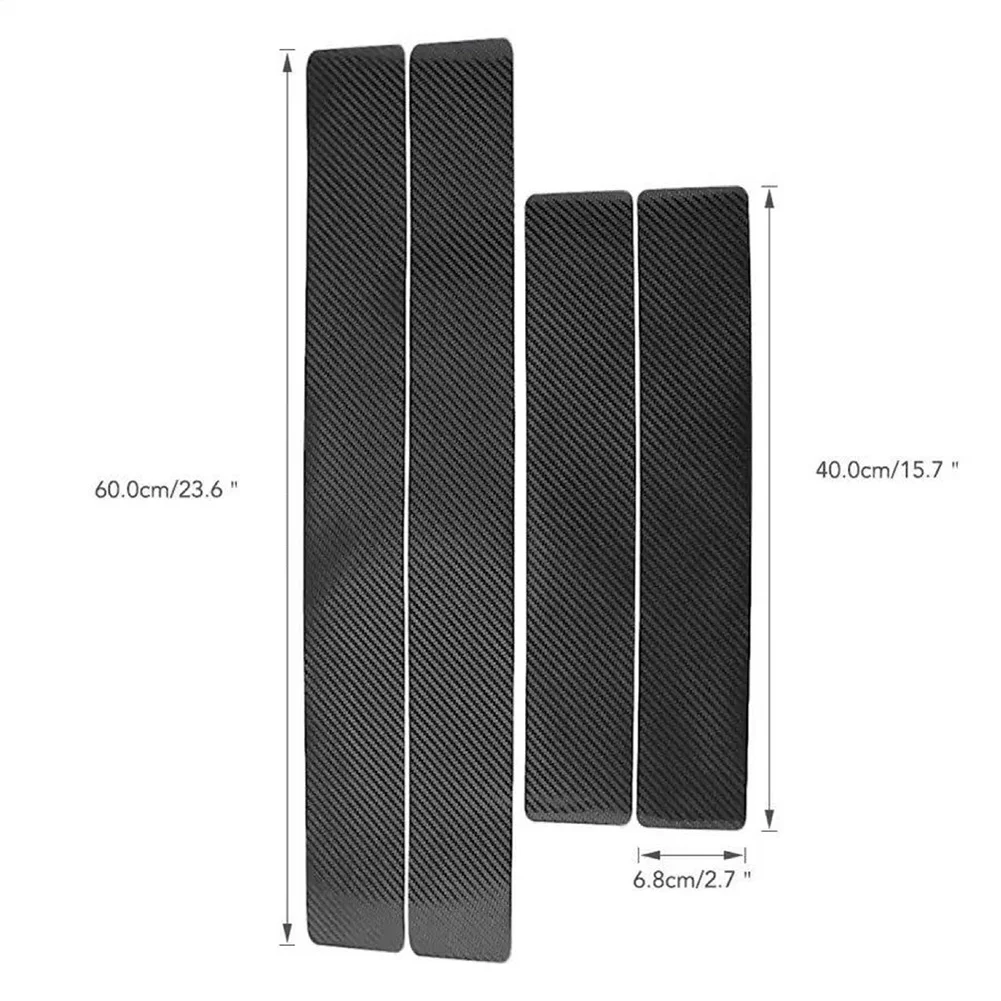 

4pcs Anti-scratch Sticker 60*6.8*2cm Carbon Fiber Texture Door Sill Anti-scratch Cover Scuff Covers For Rear Sills