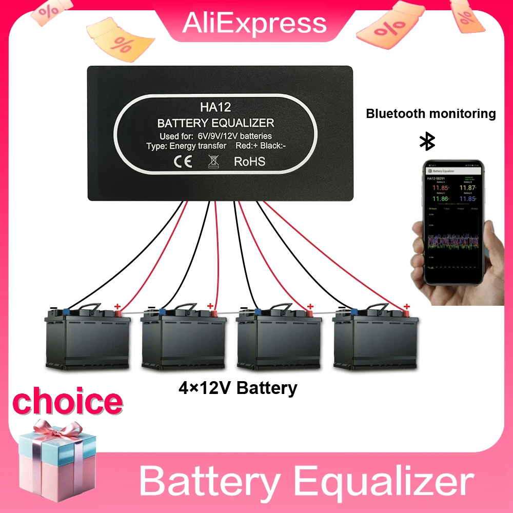 Equalizador de carga da bateria, tipos 24V, 48V, HA11 ou HA12, equilíbrio opcional, descarga, vida útil prolongada, monitor Bluetooth, novo