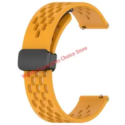 22mm Magnetic Buckle Silicone Sports Smart Watch Strap for OPPO Watch 4 Pro (Yellow-B)