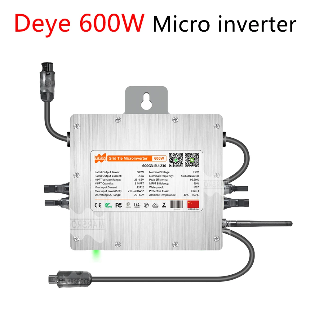Deye Solar Micro Grid Tie Inverter 2Mppt Dc 24V 30V 36V 48V Ac 185-265V Build In Wifi Microinverter Apparecchio Uscita Regolabile