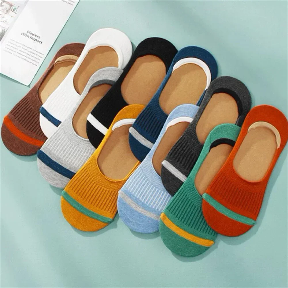 10 쌍 남성 코튼 보트 양말 여름 실리콘 미끄럼 방지 보이지 않는 얇은 양말 땀 흡수 남성 발목 양말 슬리퍼 Meias