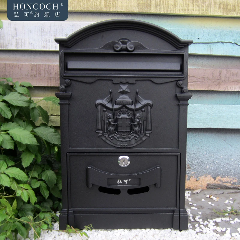 Wall Mounted Mailbox Large Capacity Lockable Vintage Metal For Home Decor