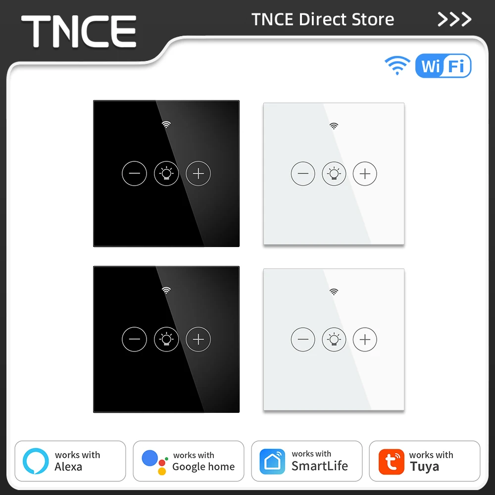TNCE Tuya WiFi สมาร์ทสวิตช์หรี่ไฟ EU แผงกระจกอัจฉริยะสวิตช์สัมผัสผนัง Smart life APP Control ทํางานร่วมกับ Alexa Google Home 1