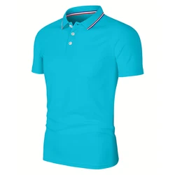 Men's Summer Casual Breathable Polo Shirt - Solid Color, High Quality, Short Sleeve - S (Mint Green)
