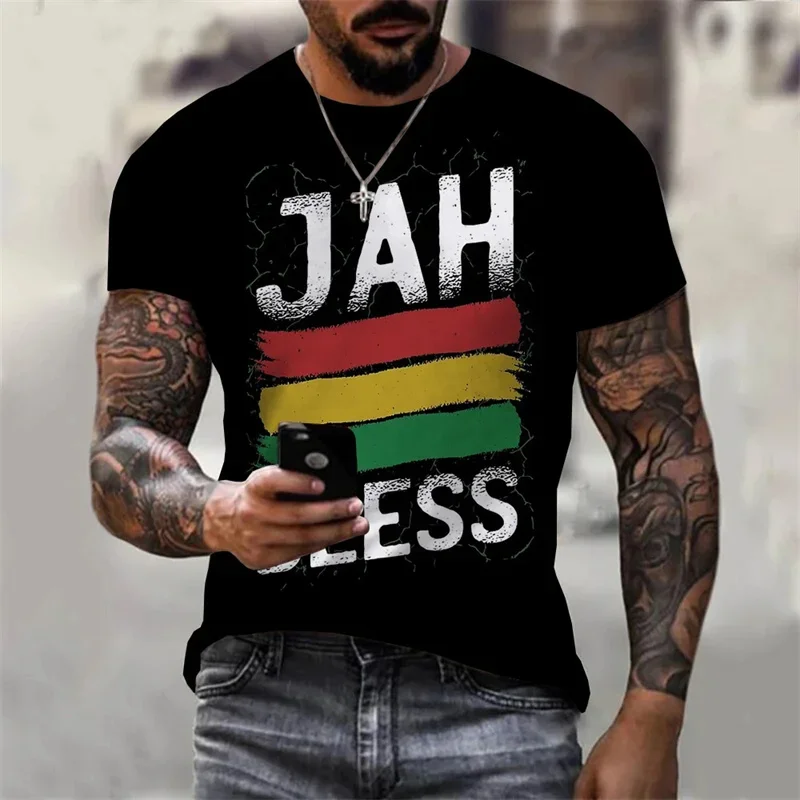 Summer New Fashion Personality 3D for Both Men and Women Street Casual Reggae Crew Neck Short Sleeve T-shirt Men's Oversized T-s