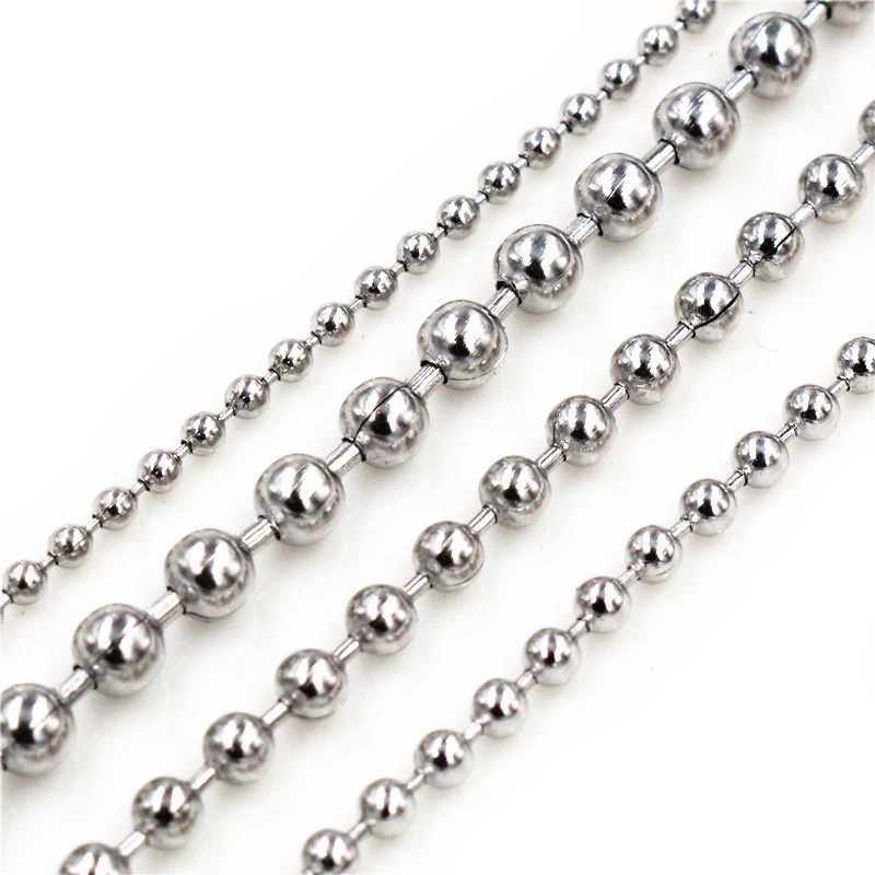 5 Mt/los 1.5/2.0/2.4/3,0mm Perlen Ball Edelstahl Groß Ball Perle Ketten Für DIY halsketten Schmuck Machen Zubehör