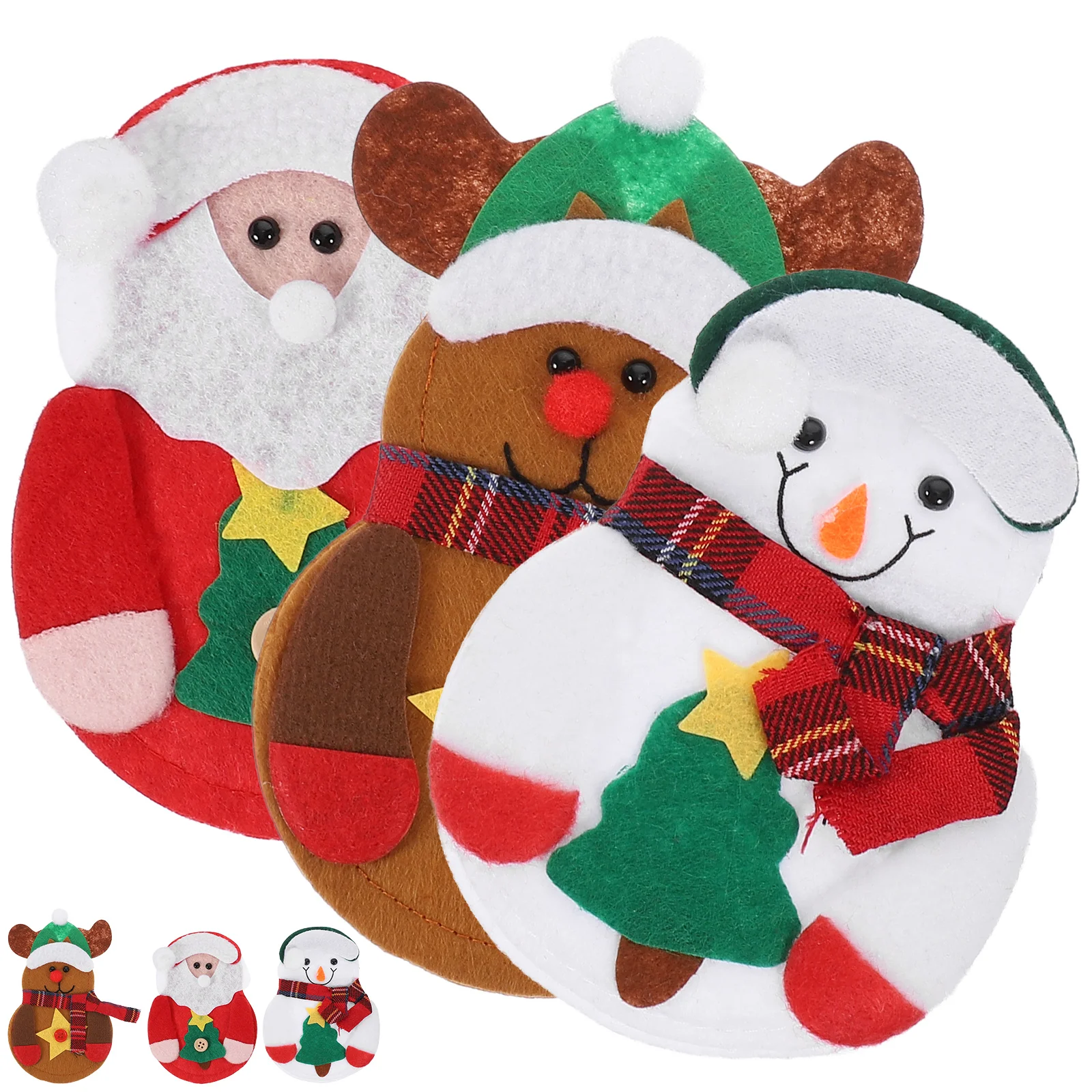 

Christmas Cutlery Bag 6pcsSanta Silverware Holders Snowman Elk Spoon Fork Bags HolidayTableware Pockets Christmas Table