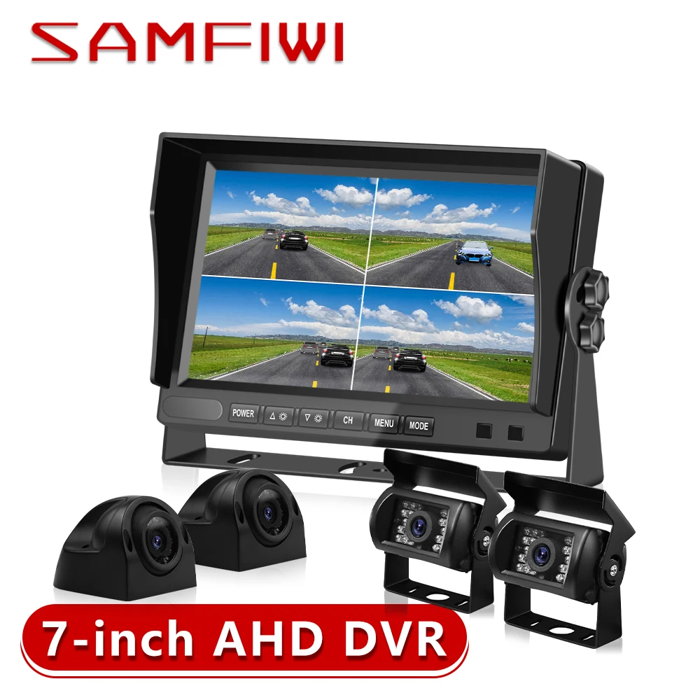 

AHD 7 inch Split screen Car Monitor 4ch DVR Dash Monitors Display IPS Screen Video Recorder Truck Backup Vehicle Camera