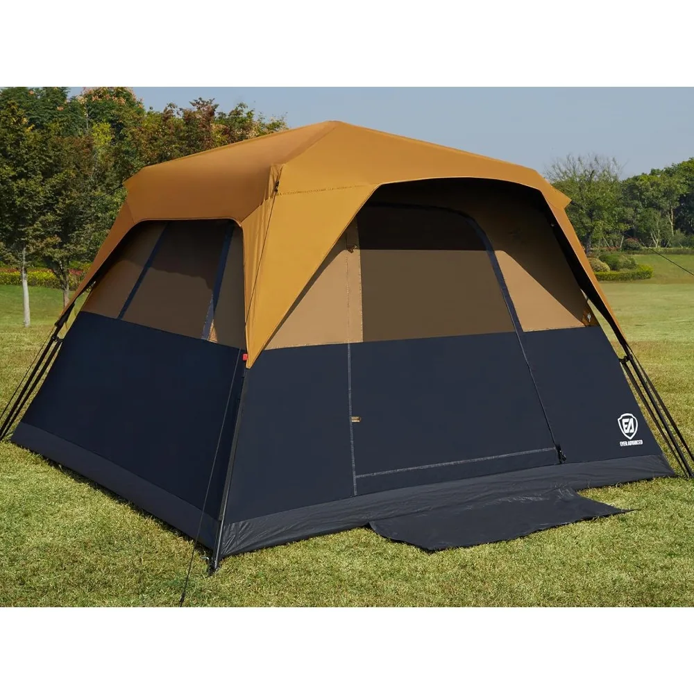 

EVER ADVANCED 6 Person Blackout Camping Tent Instant Cabin Tents for Family with Rainfly, 60s Easy Setup, Water-Resistant