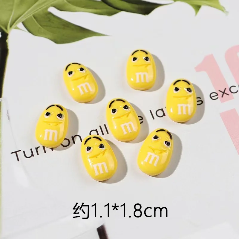 20/50/100 Stück Kawaii M-Bohnen Harz-Bonbonperlen Dekoration Bastelbedarf Flache Rückseite DIY Verzierungen für Scrapbooking Handy-Deko-Teile – Detail 5