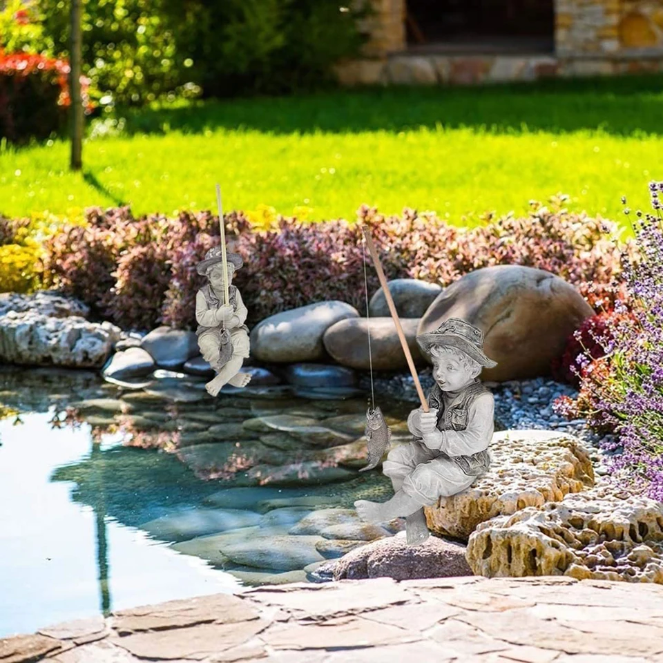 Figurine De Jardin En Résine – Pêche Citrouille – Décoration D'Étang – 8 Cm