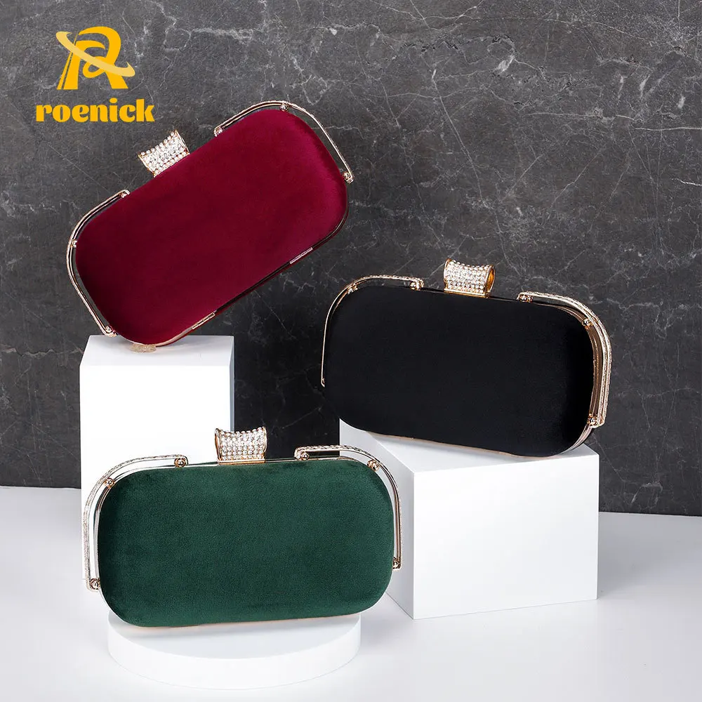 

ROENICK Women Vintage Fluff Evening Bags Lady Party Club Wedding Red Day Clutch Diamonds Banquet Cocktail Luxury Handbags Purses