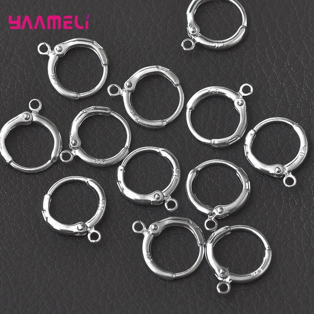 20PCS/Lot Fine 925 Sterling Silver Color Earrings Handmade Making Jewelry Findings Round Lever Back Earwires Diy Supplies - 3