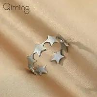 Stainless Steel Open Adjustable Star Rings Women Bohemia Jewelry Stackable Ring Bague 1