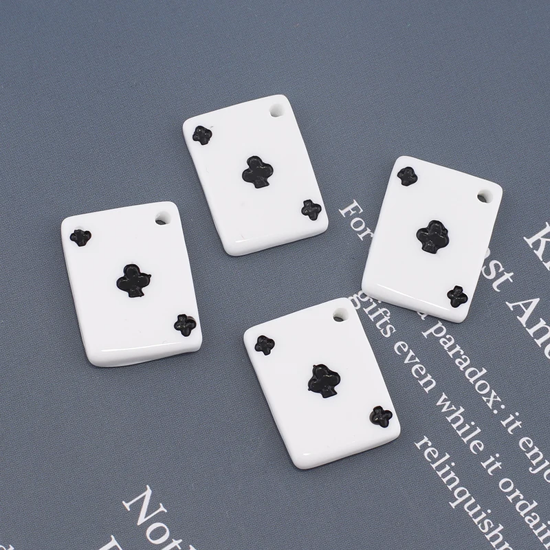 10pcs 16mm Spades Ace Poker Cards Charms Resin Pendants drop charms for Earring Necklace Keychain Diy Jewelry Making Accessories