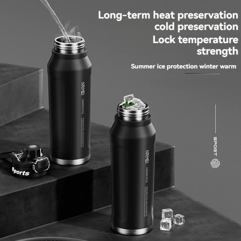 Thermos Water Bottle Stainless Steel Vacuum Flasks Keep Cold Hot Water Coffee bottles Portable Sport Gym Kettles With Straw 1L Insulated Water Bottle