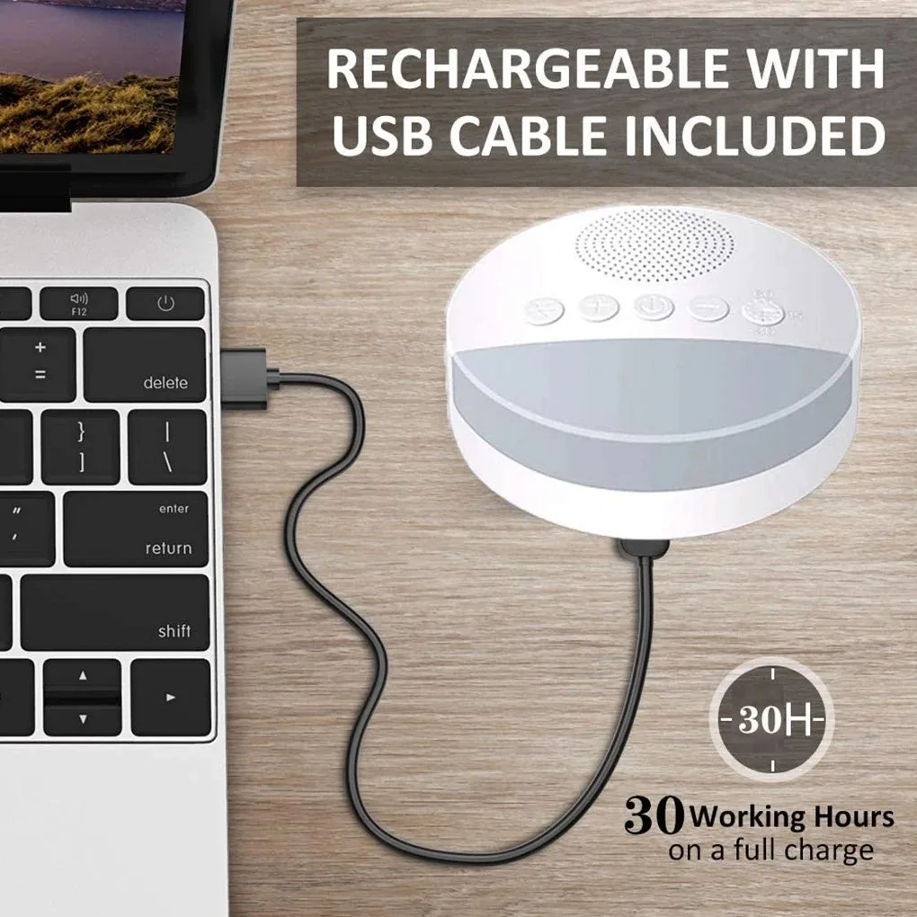 Baby Sleep White Noise Machine USB Rechargeable Timed Shutdown Sleep Machine Baby Sound Player Night Light Timer Noise Player