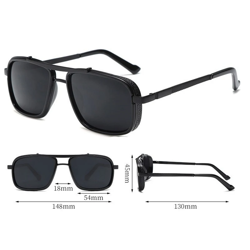 Car Sunglasses 1/2/3PCS Stylish Retro Thickened Double Beam Punk Men's Metal