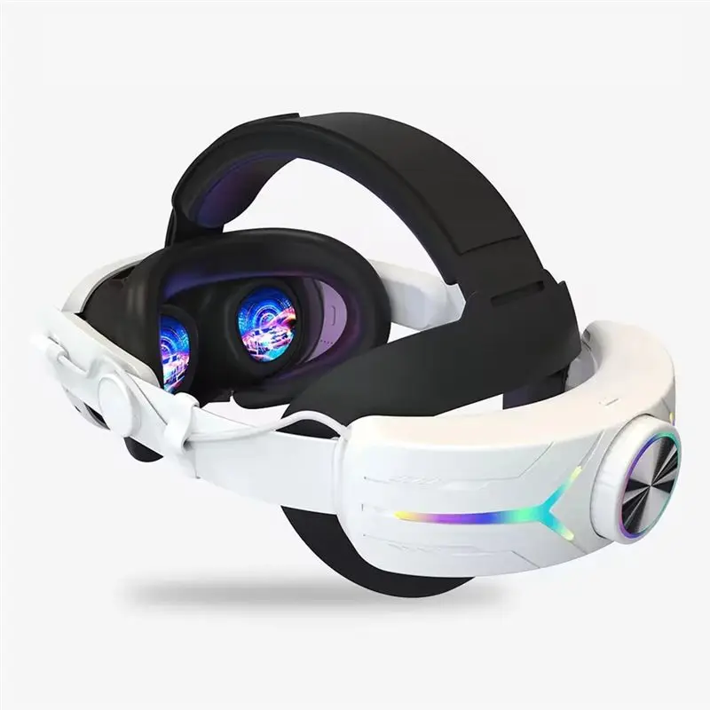 메타 VR 교체 부품용 RGB 조명이 포함된 N91R-Elite 헤드 스트랩 +8000Mah 배터리 편안한 헤드 스트랩 퓨어 화이트