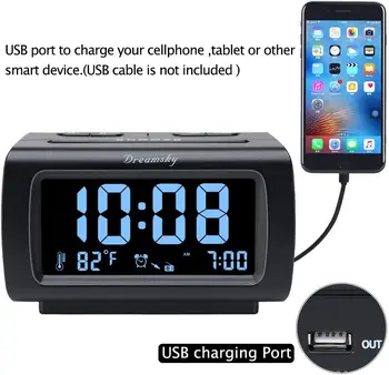 Digital Alarm Clock with FM Radio, USB Charging, Dimmer Display, Sleep Timer, Temperature and Battery Backup for Bedroom 2